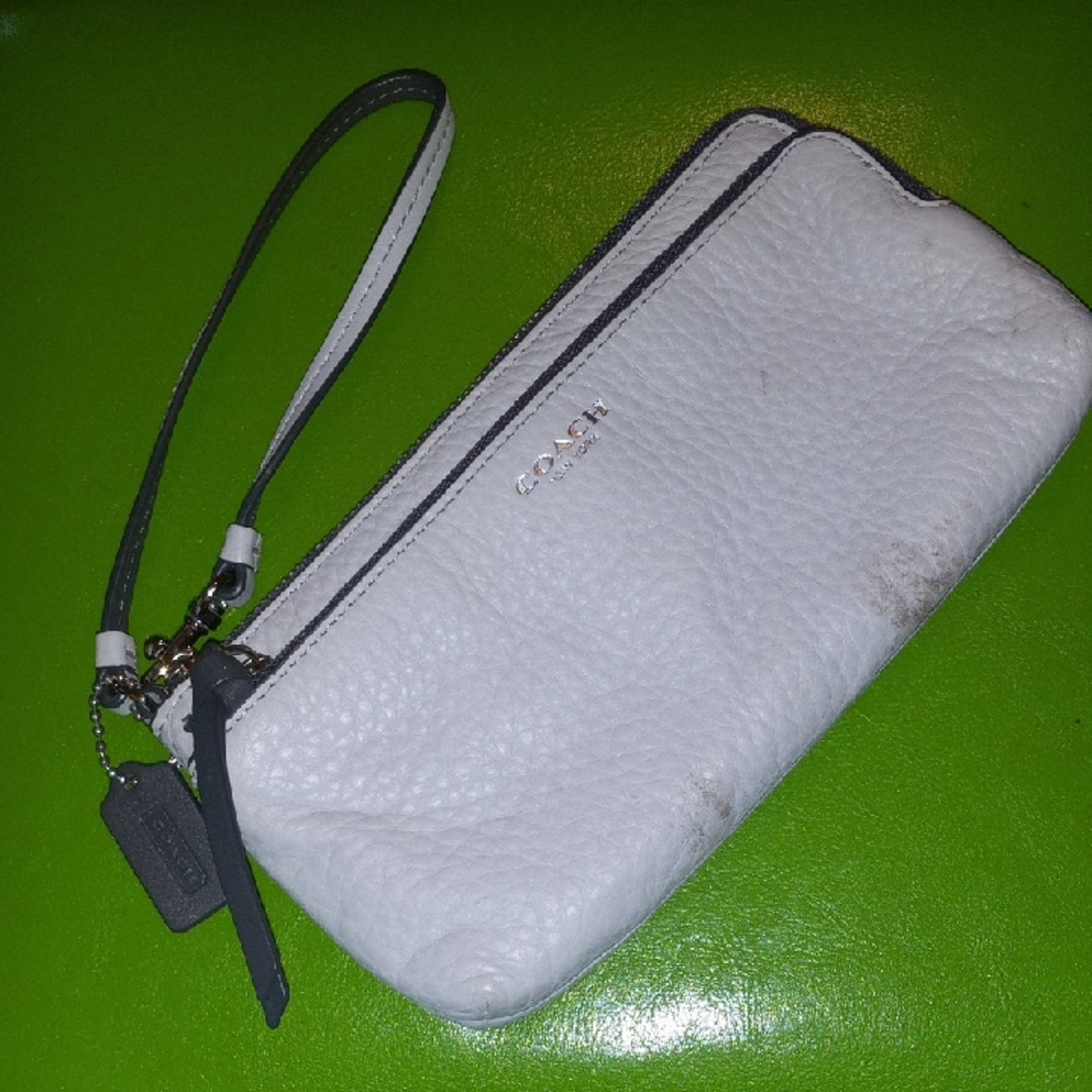 Coach White Textured Wristlet